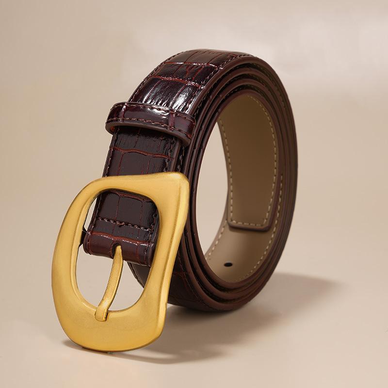 Women's Belt, Women's Genuine Leather Pin Buckle Belt, Fashionable and Versatile Simple Decorative Casual Pants Belt