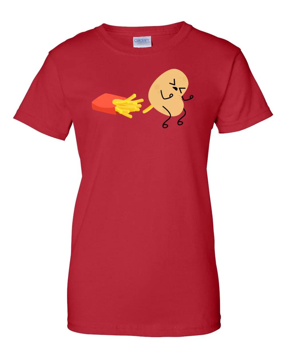 Ladies Potato pooping out french fry - How french fries are made - funny pun tee S
