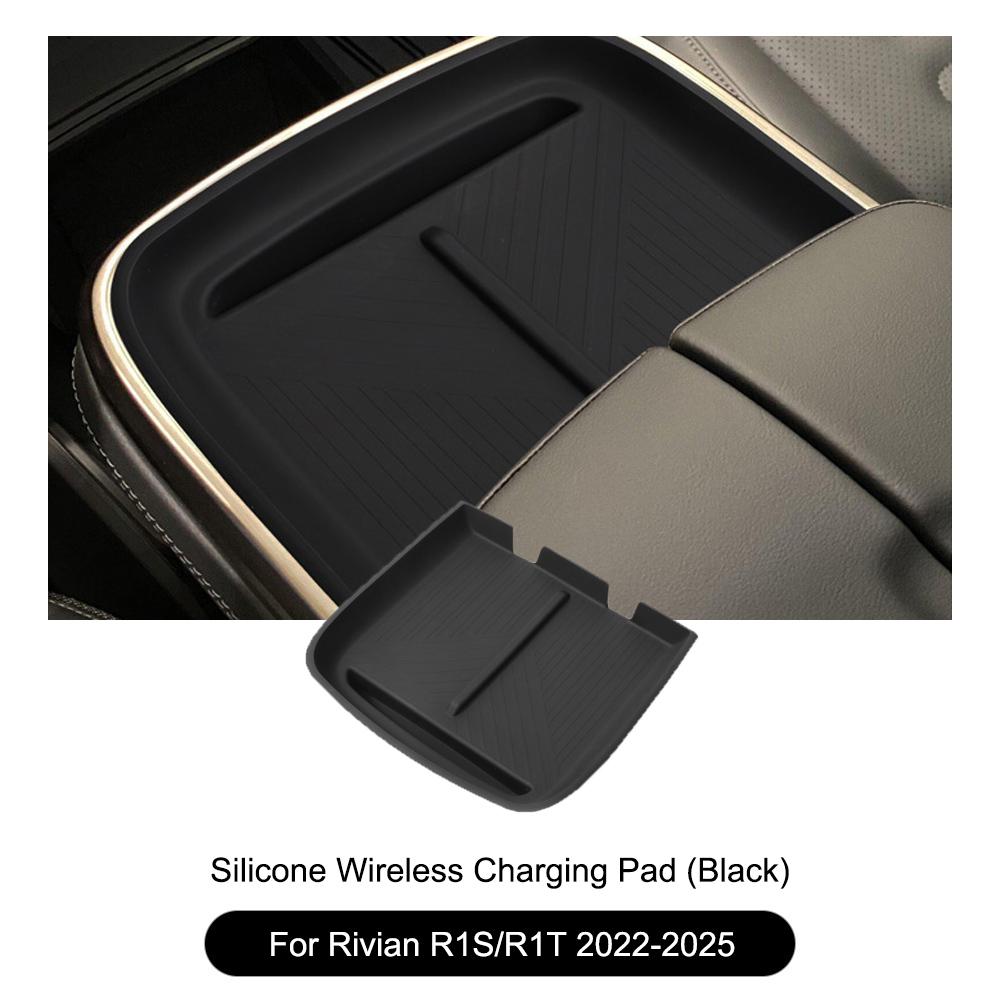 

For Rivian R1T R1S 2022-2025 Central Control Wireless Charging Silicone Pad Central Storage Dustproof Non-Slip Mat Acccessories