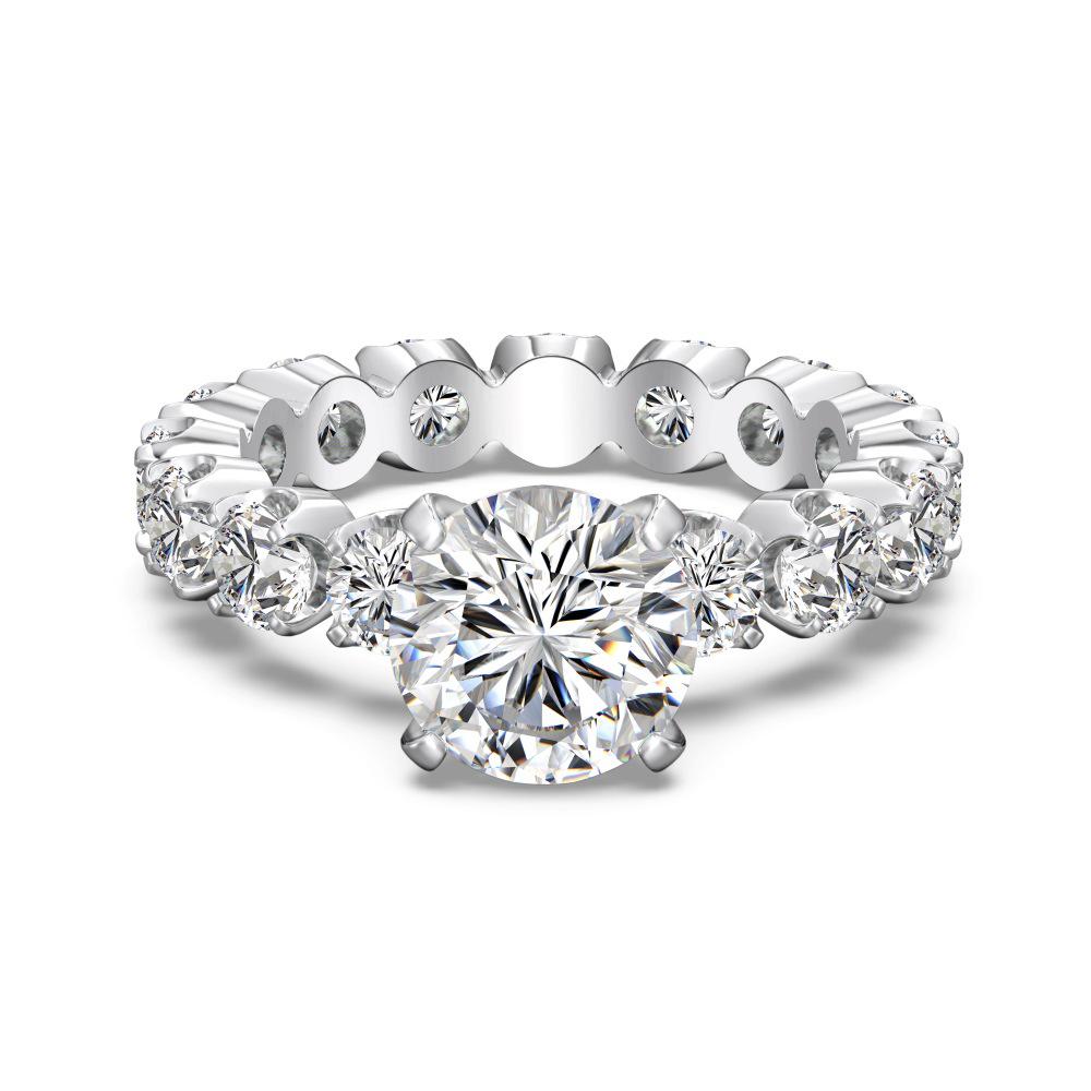 

S925 Sterling Silver Women s Ring with 2 Carat Sparkling Pave Diamonds - European Style Wedding Band Size 6
