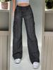 Tasche Jeans larghi impunturate Moda Streetwear Pantaloni in denim da donna Pantaloni cargo larghi Jeans coreani Pantaloni dritti Harajuku