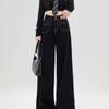 Women's High-Waisted Black Floor-Length Wide-Leg Jeans - Autumn/Winter 2025 Collection