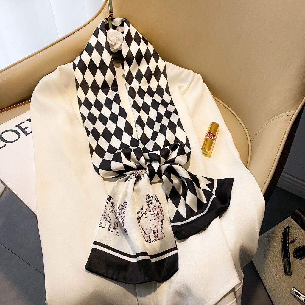 Eșarfe de mătase de înaltă calitate, de lux, bentiță, eșarfe pentru gât, pentru femei, eșarfă de mătase cu lanț, șal decorativ pentru femei