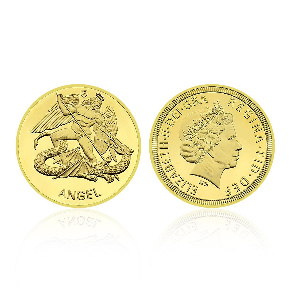 

Angel Dragon Slayer Gold Coin Elizabeth II Commemorative Medal Collectibles Challenge Coin Creative Badge золотий