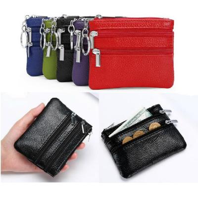 Women Leather Coin Purse Female Short Wallet 3 Zipper Coin Purses Card Holder Waleet