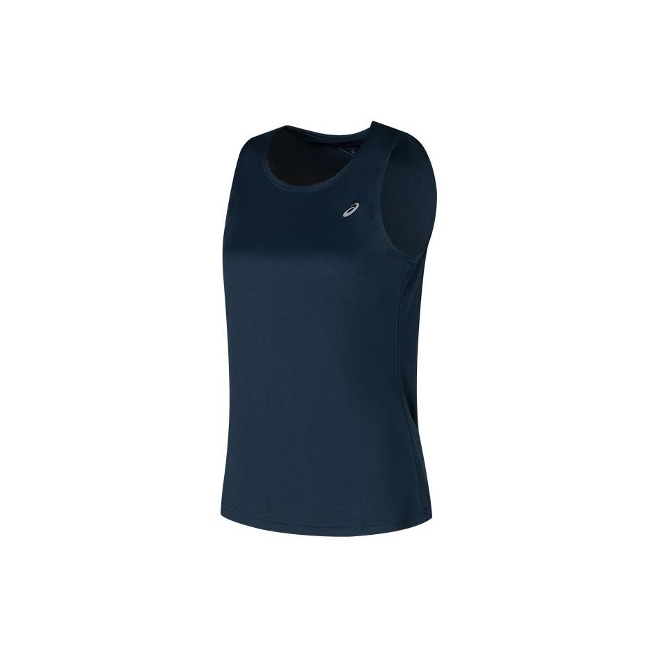 Asics Solid Color Small Logo Knit Pullover Breathable Round Neck Running Sports Vest Women Tops Deep-Blue 2012C699-405