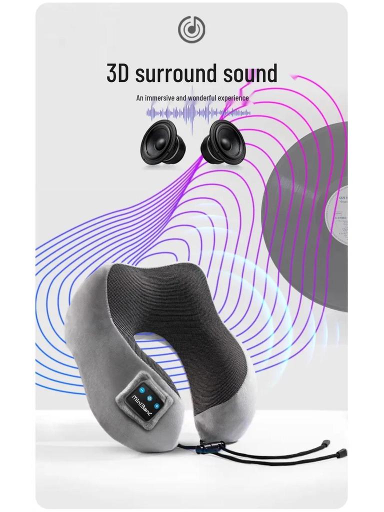 U-förmiges Bluetooth-Nackenkissen mit Stereo-Sound für Reisen und Büro