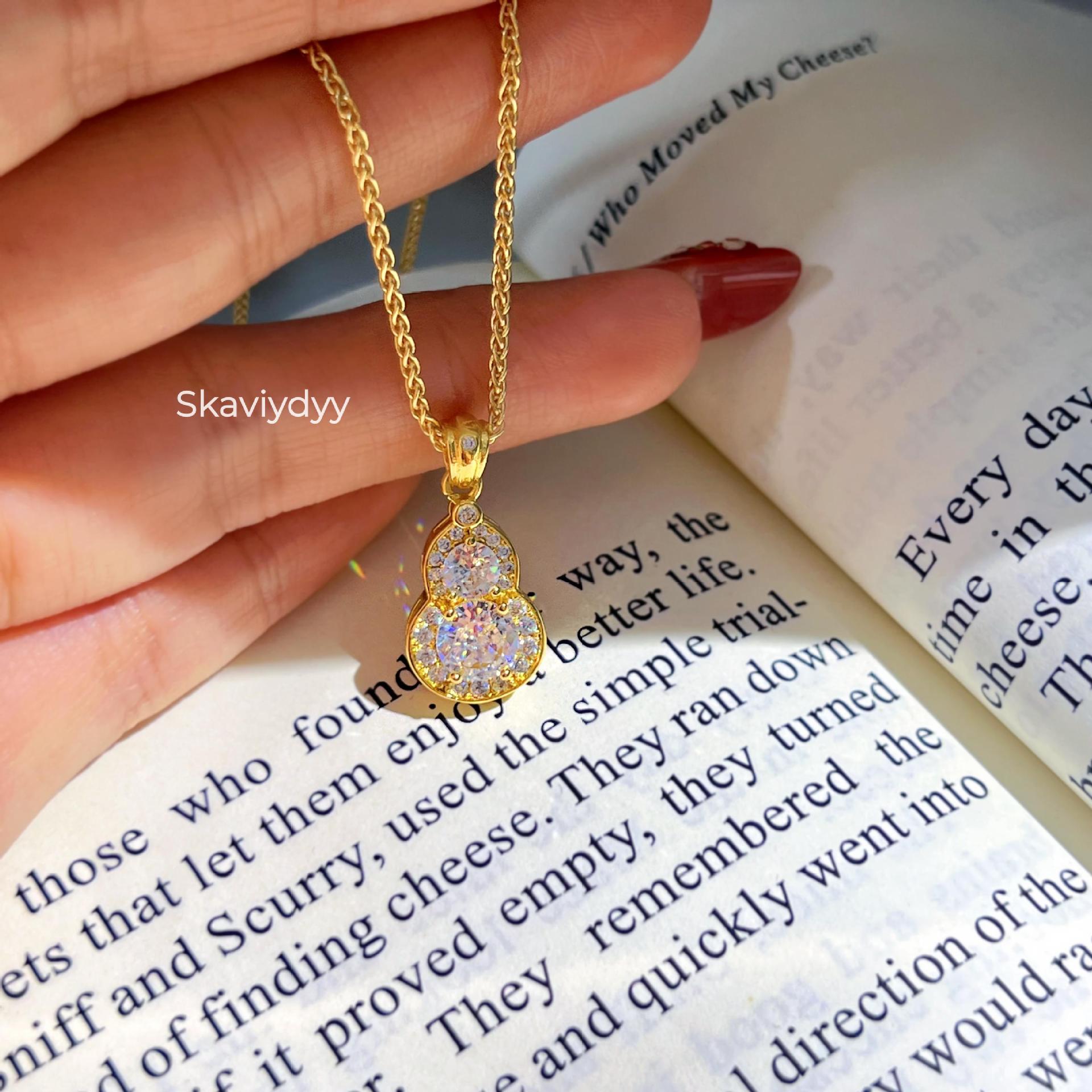 

Women s High-End Vintage French Gourd Pendant with 2 Carat Moissanite and Diamonds