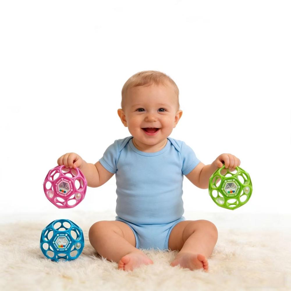 Baby Hollow Sensory Ball,Soft Grasping Ball Toy With Rattle,Early Development Hand-Eye Coordination Toy For Boy&Girl Toys