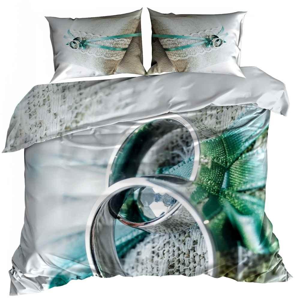 3D cotton satin bedding 160x200cm WEDDING RINGS
