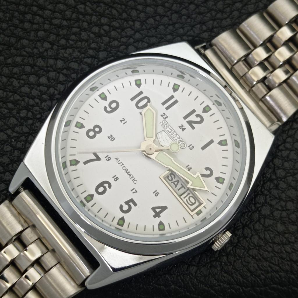REFURBISHED SEIKO 5 AUTOMATIC 6309A VINTAGE JAPAN MENS WHITE WATCH a441739-1 Sk-a441739