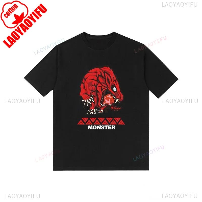 Monster Hunter Tshirt Funny Game Fans Cartoon Tops Cotton Korea Style Short Sleeve T Shirt Casual Hipster Streetwear Man Tees