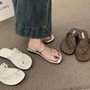 Simple and Versatile Set of Toes with Flat Sandals for Women To Wear In Summer, Seaside Casual Soft-soled Two-way Cool Slippers