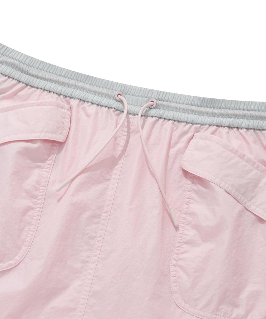 Covernat Woman Silky Nylon Balloon Mini Skirt Light Pink