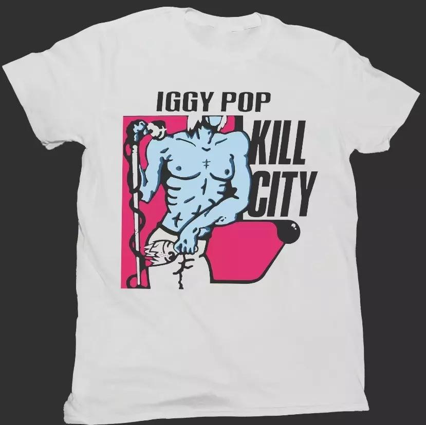 

Vtg Iggy Pop Punk Rock Heavy Cotton White Full Size Unisex Shirt BL414 Unisex T-Shirt M