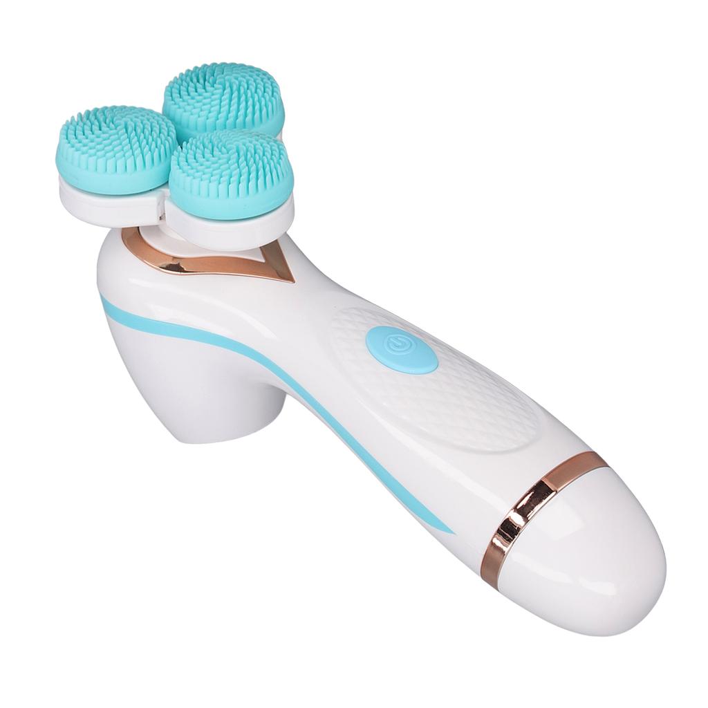 Electric Facial Cleansing Brush 3 Head Massage Facial Exfoliating Silicone Rechargeable Face Scrubber Portable Device