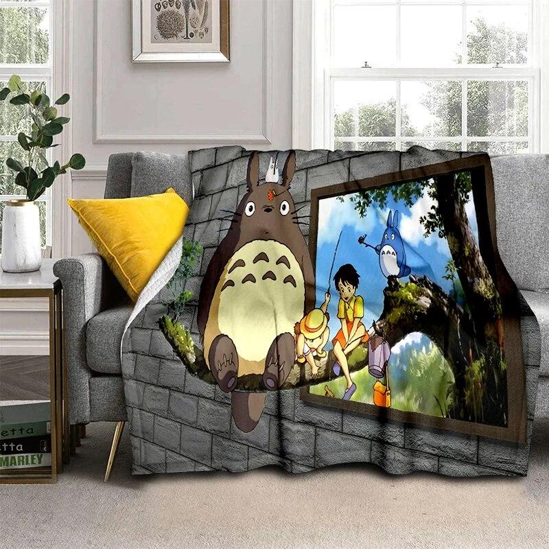 My Neighbor T-Totoro Anime Cartoon Blanket,Soft Throw Blanket for Home Bedroom Bed Sofa Picnic Travel Office Cover Blanket Kids