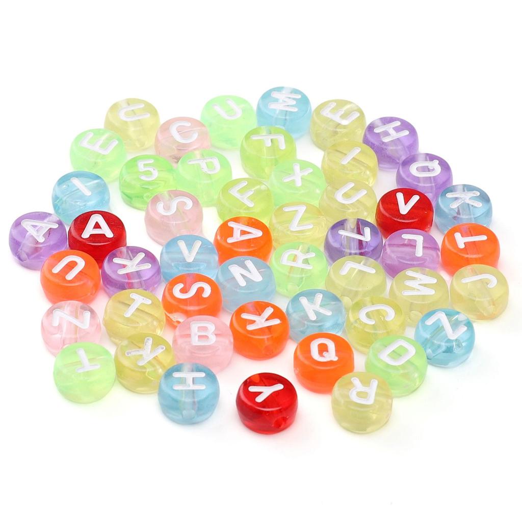 100Pcs Acrylic Letter Beads Round Loose Beads for DIY Bracelet Fashion Jewelry Making