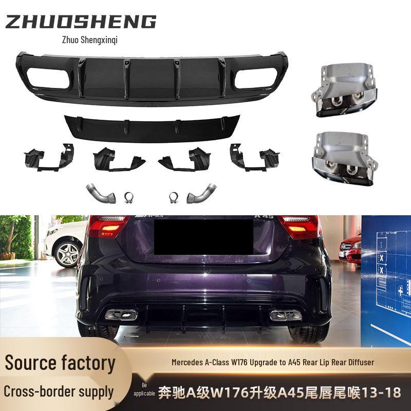 

Suitable for Mercedes-Benz A-Class W176 Rear Diffuser & Black Exhaust Tip Upgrade, A45 AMG Black Body Kit. Black rear diffuser + Silver exhaust tip