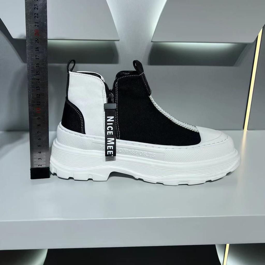 Mode Herrenschuhe atmungsaktiv neue High-Top-Schuhe dicke Sohlen erhöhen Laufen Sport Freizeit Canvas-Schuhe 6