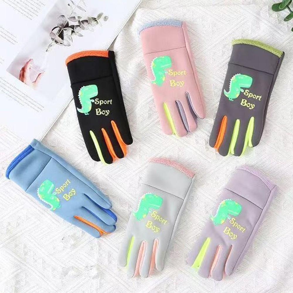Cartoon Dinosaur Kids Winter Cycling Gloves Night Luminous Children's Outdoor Gloves Outdoor