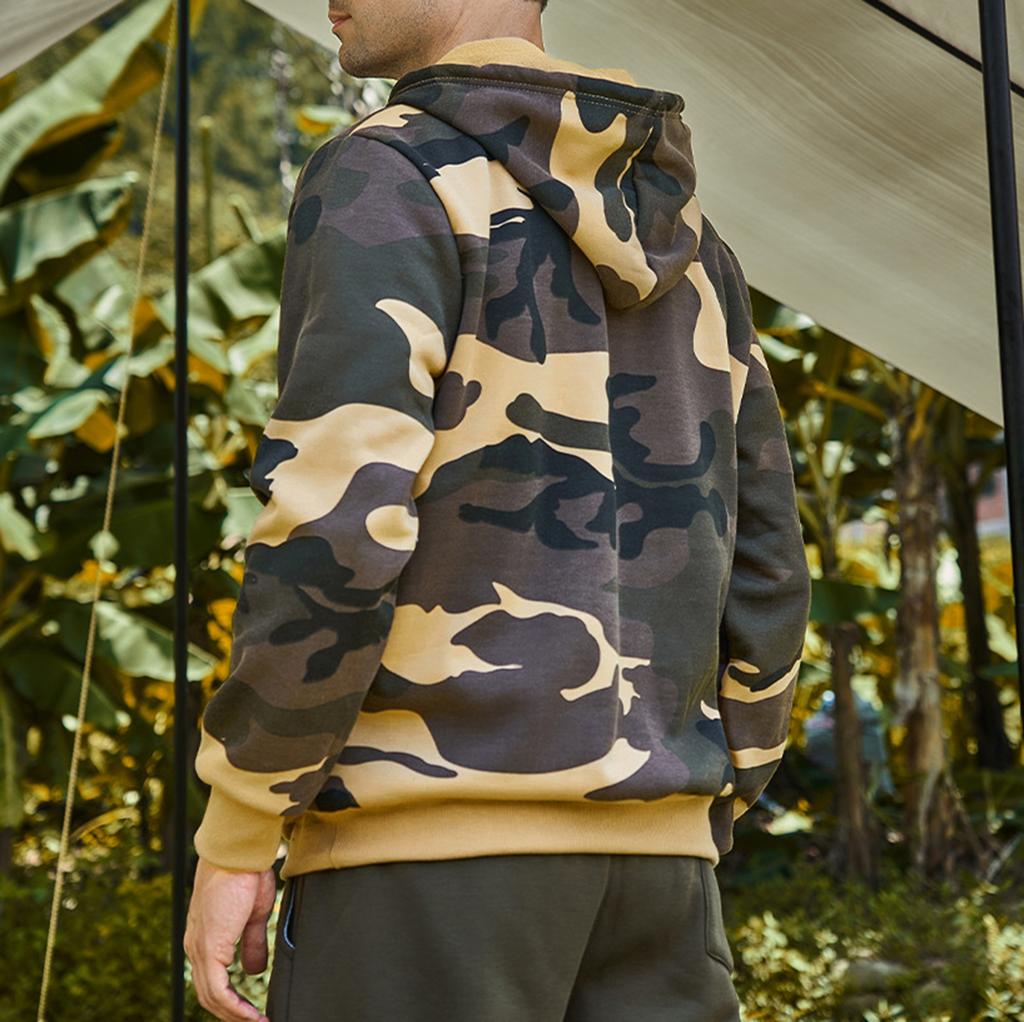 Men's Fashion Camouflage Sweatshirt Men's Drawstring Ribbed Closure Hoodie