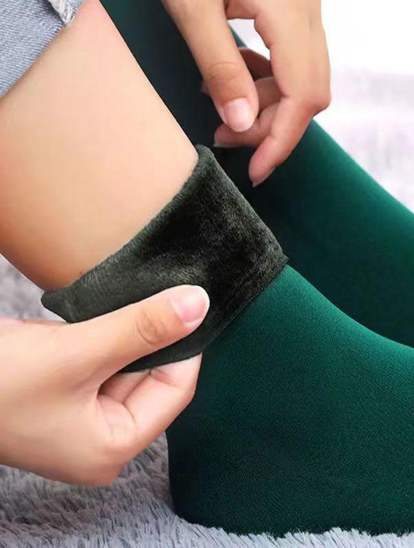 

New Autumn Winter Thick Snow Socks with Added Fleece Anti Freezing and Warm Socks Men Women Long Tube Floor Socks Middle Socks One Size темно-зеленого