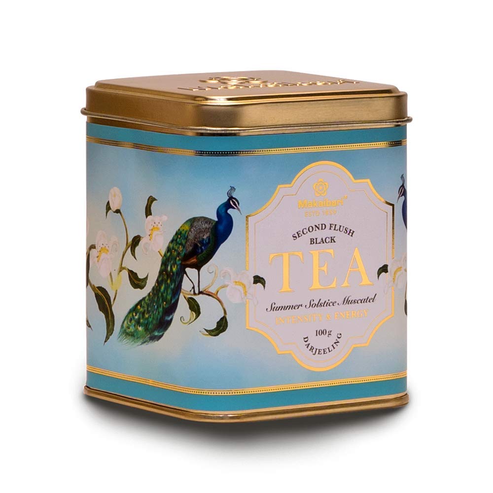 Makaibari Silver Green Darjeeling Green Tea & Summer Solstice Muscatel Darjeeling Black Tea Tin Caddy | 100 Gm X 2| Single Estate Loose Leaf Tea