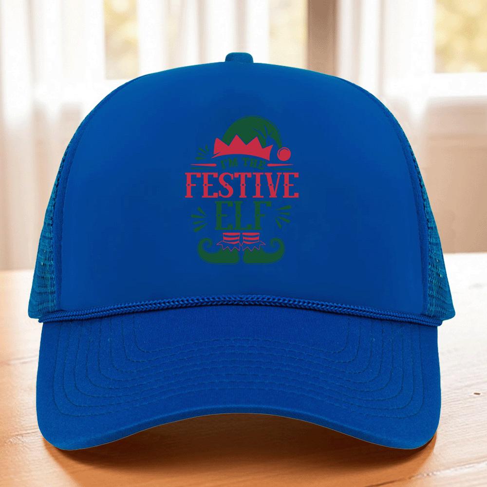 Christmas Sponge Mesh Baseball Cap with Logo – 16 Pattern Sunshade Trucker Hat