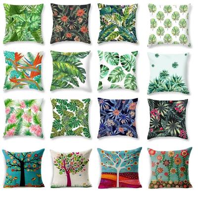 Tropical Green Plant Pillowcase Colorful Tree Pattern Creative Cushion Vitality Natural Style Sofa Decoration Pillow