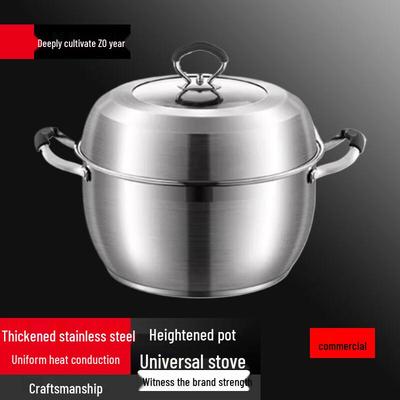 SuLe 26CM Induktions-Suppentopf aus Edelstahl mit doppelwandigem Dampfgaraufsatz