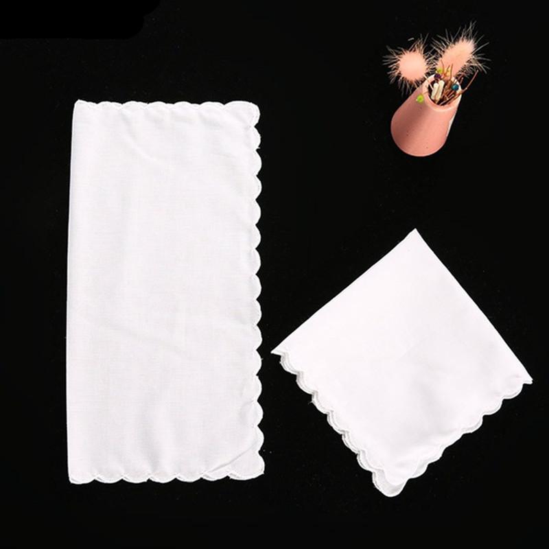 3 Stücke 100% Baumwolle 30x30cm Weiß Farbe Spitze Frauen Taschentücher Wiederverwendbare Anzug Tasche Schweiß Quadrat Handtücher Tee Party Gefälligkeiten
