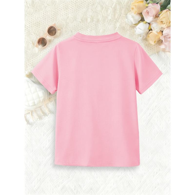 European sizes Girls' Short-Sleeve T-Shirt for Older Kids, Breathable And Skin-Friendly, Featuring a Round Neck.