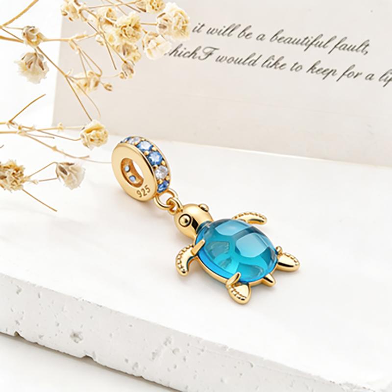 NEW Gold Plated Charm Beads & Pendants Set for European Bracelets Women Fashion Zircon Starfish Axolotl Cross Charms DIY Jewelry