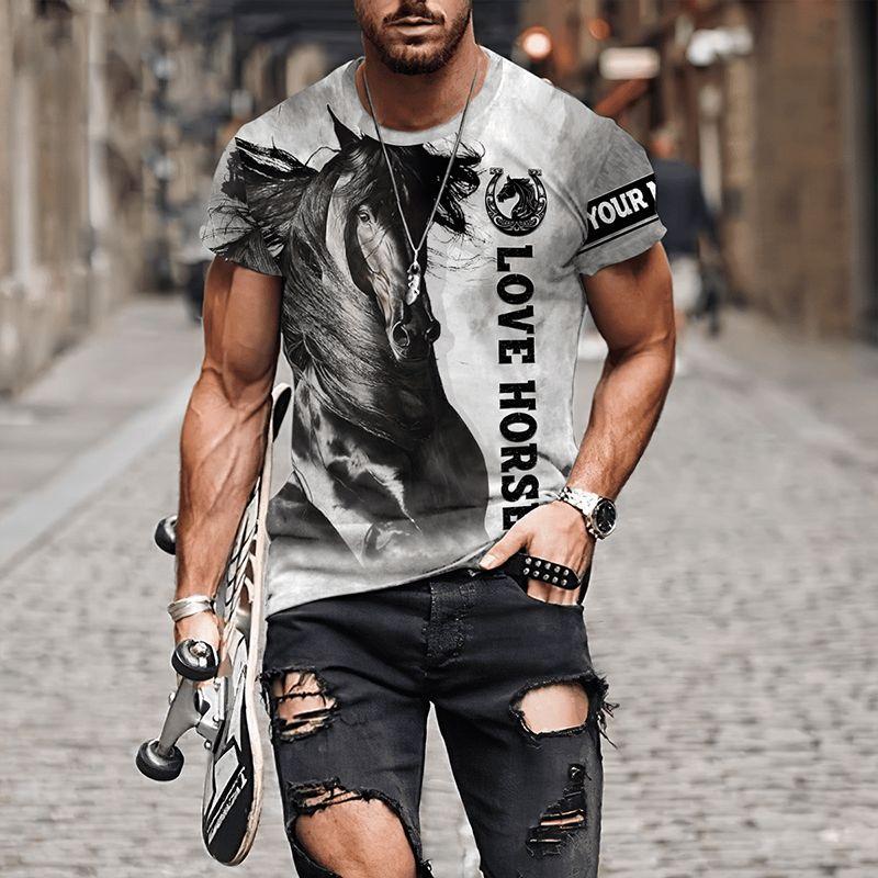 3D Print Horse T-Shirts Unisex Fashion Women's Tee Shirt Large Loose O-Neck T-Shirt Casual Short Sleeve T Shirt Horse Clothes