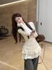 Ladies' Autumn/Winter Long-Sleeve Lace Hem Turtleneck Tee - Slim Fit & Mid-Length Design