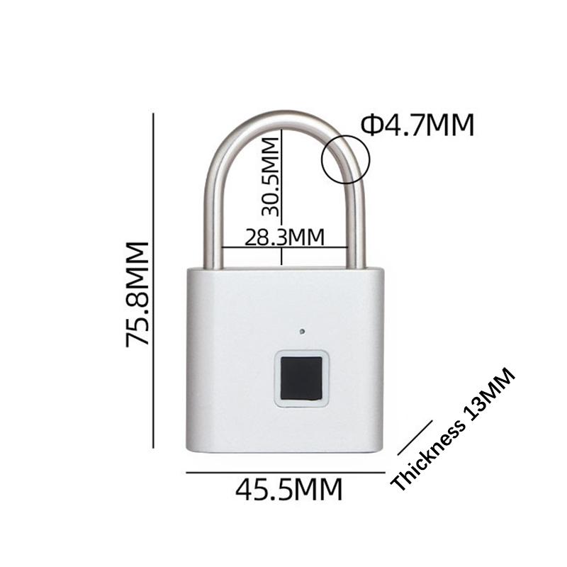 Smart Fingerprint Padlock Waterproof Biometric Fingerprint Keyless Door Lock Usb Rechargeable Security Padlock For House Unlock