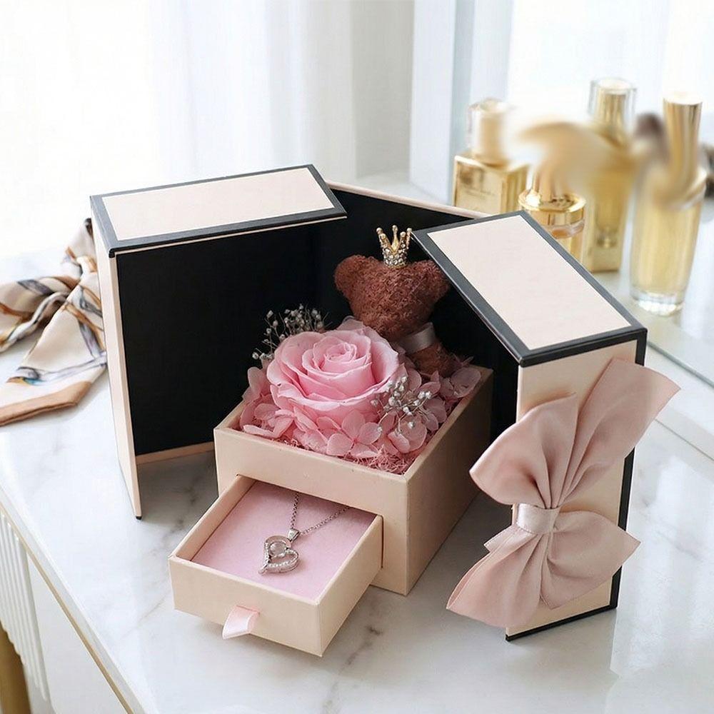 Rose Design Eternal Flower Jewelry Box Double Door Valentine's Day Gift Box  Gift Giving