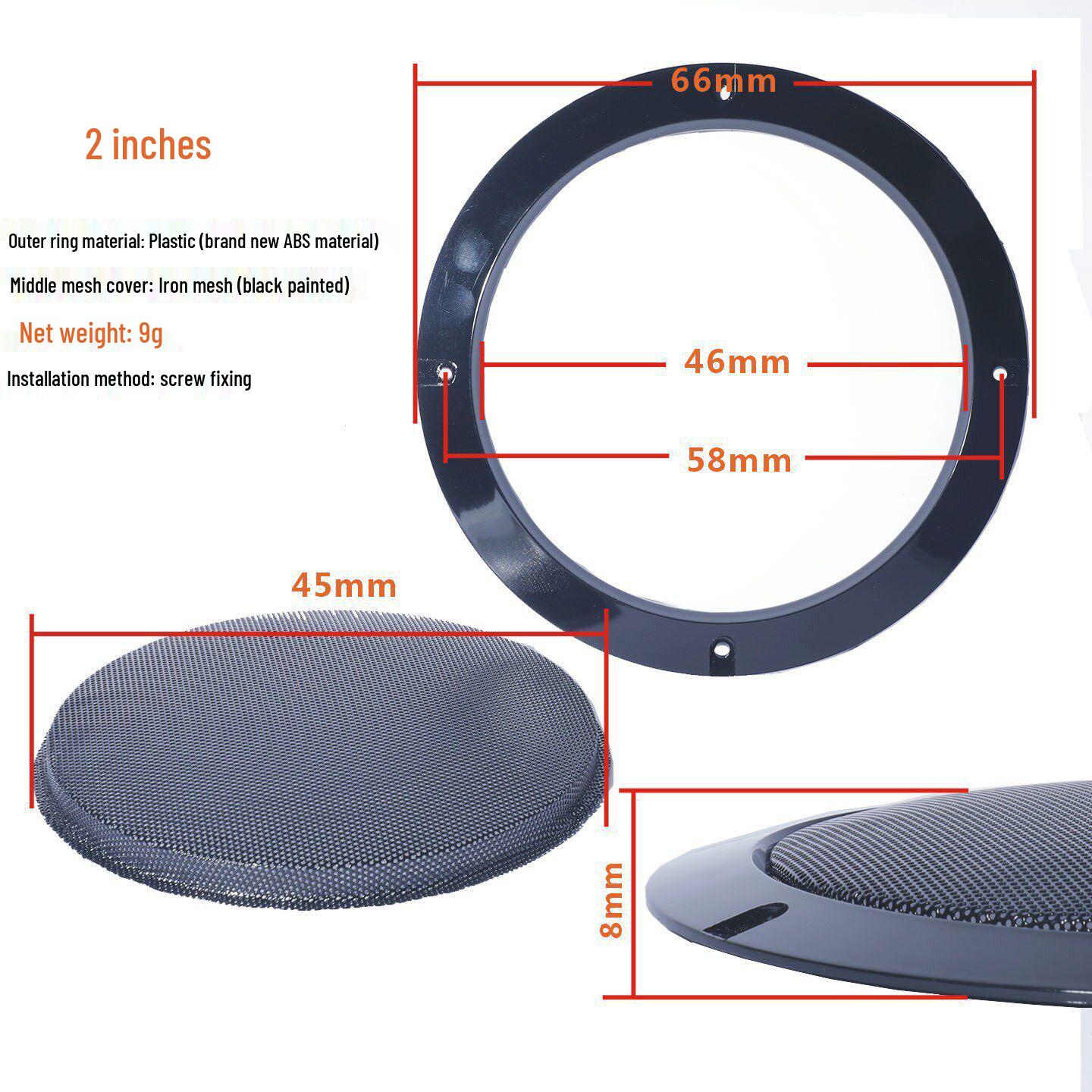 Black Speaker Horn Grille Faceplate: 2 to 10-Inch Decorative Ring Accessories