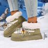 Fashion Fluffy Platform Snow Boots Women Winter 2025 String Bead Decor Faux Fur Cotton Shoes Woman Thick Plush Warm Ankle Boots