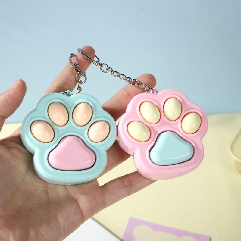 Interactive Cat Paw Keychain Press Toy for Stress Relief Keyring Office Travel Sturdy Plastic Accessory Gift