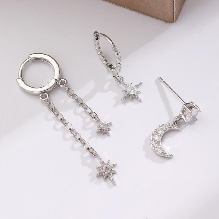Three Part Mismatched Glowing Earrings Set Delicate Mixture Posts For Everyday Wear And Special Incidents