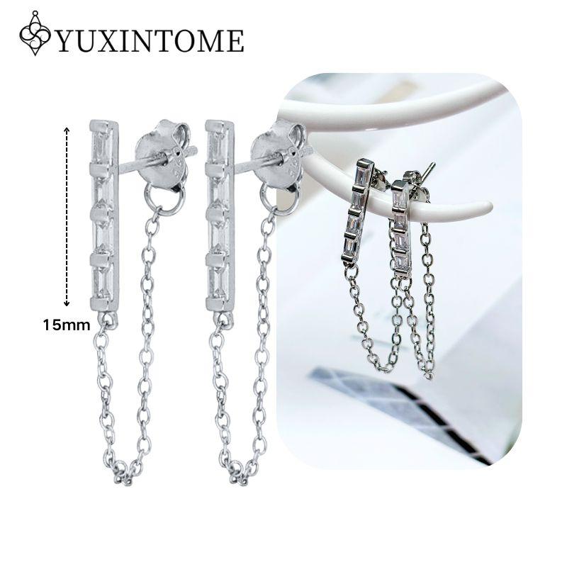 925 Silver Ear Needle Crystal White Zircon Silver Series Tassel Drop Earrings Luxury Fashion Party Jewelry Accessories