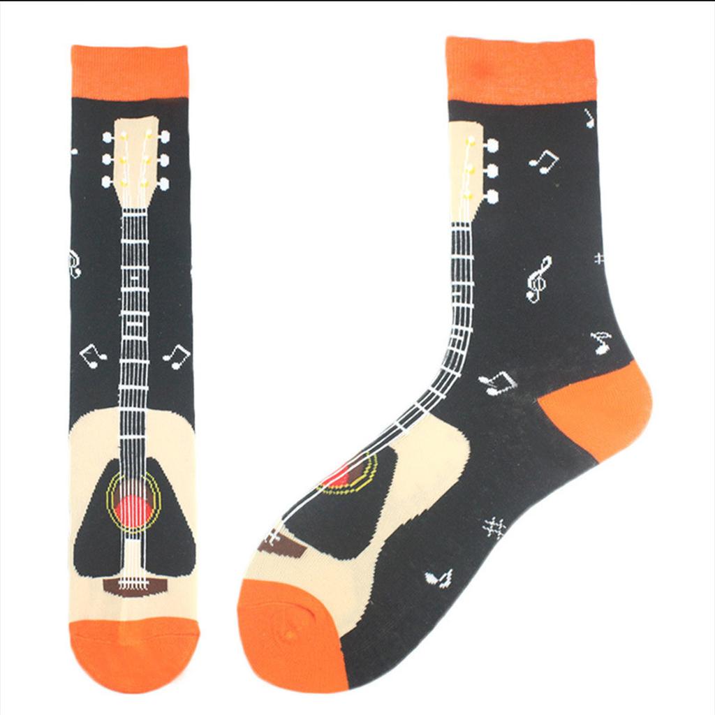 CHAOZHU 1 Paar Herrensocken Plus Übergröße Herbst Winter Lange Crew Ausgefallene Jacquard Männlich Lustig Musikliebhaber Geschenk Socken Für Mann