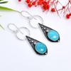 Turquoise Gemstone 925 Solid Sterling Silver Dangle Earrings Beautiful Drop Earring For Birthday Gift