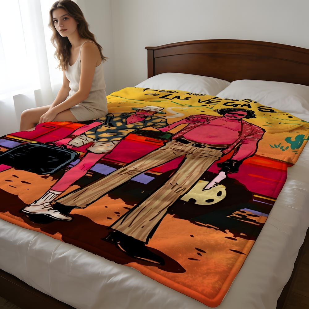 Throw High-Density Short Plush Blanket For Sofa Nap Air-Conditioned Room Soft Skin-Friendly Fear Loathing Las Vegas 75X95CM