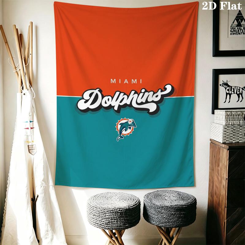 Miami Dolphins Wandteppich Ästhetisches Wandbehang Gedruckter Stoffdecke Dekorative Wandteppiche für Schlafzimmer Wohnzimmer Heimdekoration