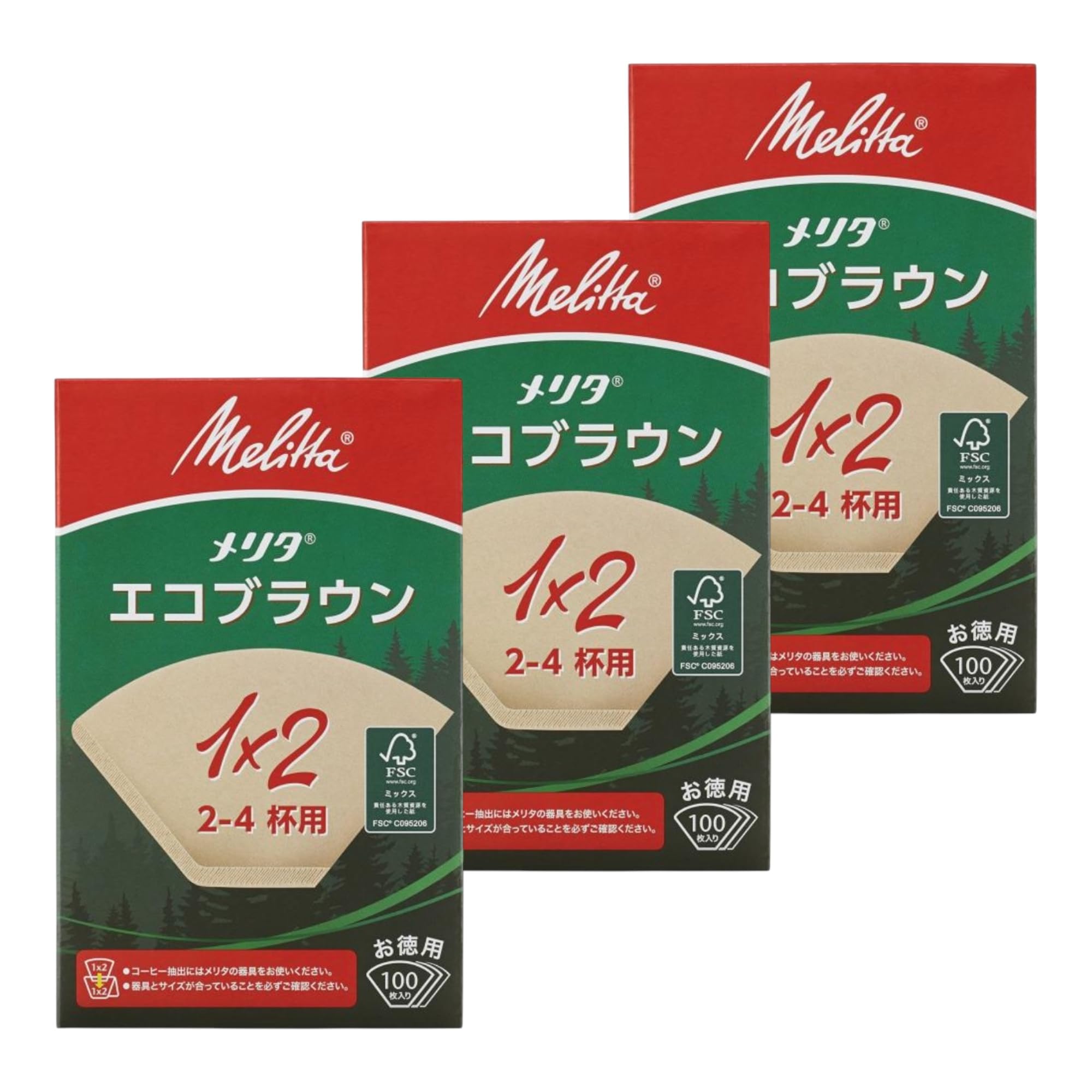 

Bulk Purchase: Melitta Coffee Filter Paper, 2-4 Cups, Eco Brown, 100 Filters x 3 Boxes, Unbleached