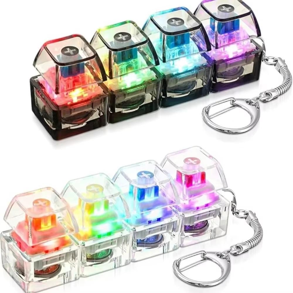 Portachiavi Tastiera a Dita a 4 Pulsanti Tastiera RGB Giocattolo Fidget con Luci per Sollievo dallo Stress Decompressione Accessori Calmanti