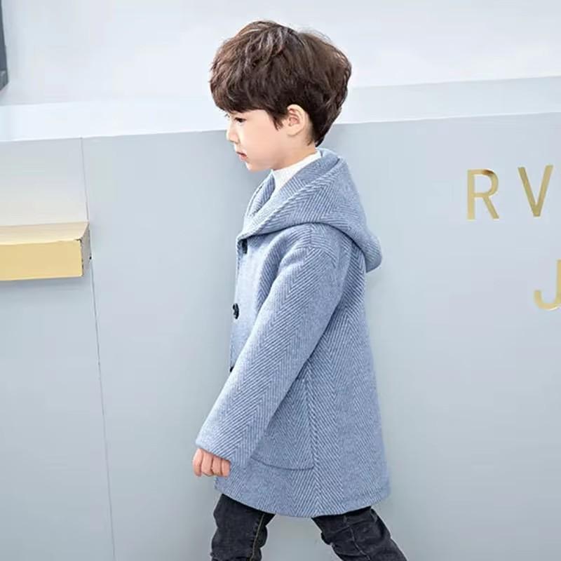 Autumn Boys' Fashionable Mid-length Woolen Coat